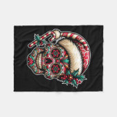 Kerstman Sugar Skull Santa Hoed Dag Van De Fleece Deken (Voorkant (Horizontaal))