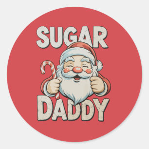 Kerstman Suiker Kerst Vader Grappige Kerst Kerstst Ronde Sticker