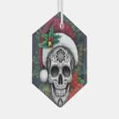 Kerstman Suiker Schedel Glas Ornament (Voorkant Rechts)