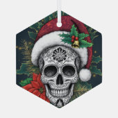 Kerstman Suiker Schedel Glas Ornament (Achterkant)