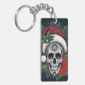 Kerstman Suiker Schedel Sleutelhanger (Voorkant Links)