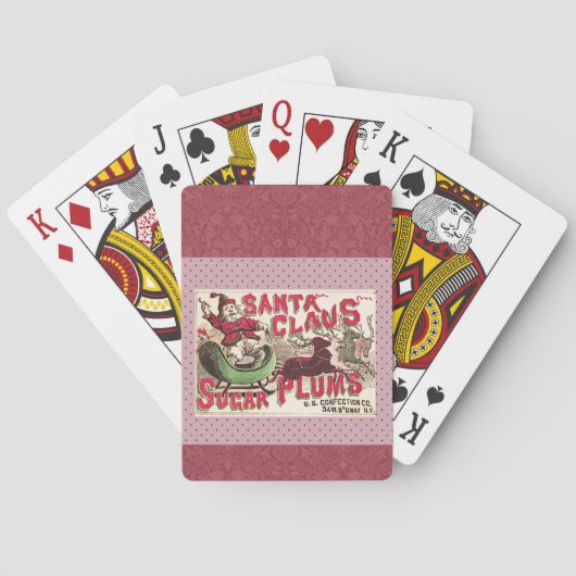 Kerstman Suikerpruim Kerstmis Pokerkaarten (Achterkant)