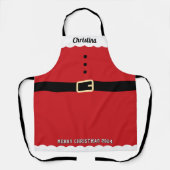 Kerstman Suit Naam Vrolijk Kerstfeest Schort (Voorkant)