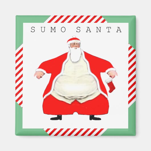 Kerstman Sumoworstelaar Magneet (Voorkant)