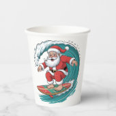 Kerstman surfen Kerst surfen X-mas Feestelijk Vaka Papieren Bekers (Voorkant)
