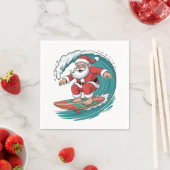 Kerstman surfen Kerst surfen X-mas Feestelijk Vaka Servet (Insitu)