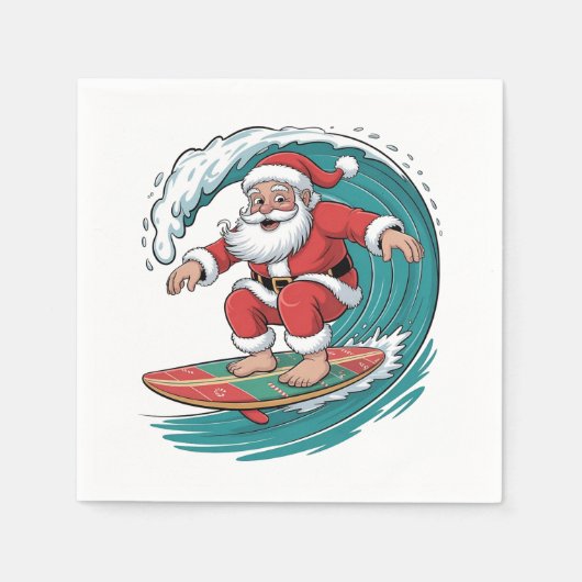 Kerstman surfen Kerst surfen X-mas Feestelijk Vaka Servet (Voorkant)