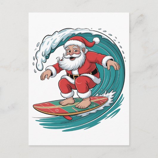 Kerstman surfen Kerst surfen X-mas Feestelijk Vaka Uitnodiging Briefkaart (Voorkant)
