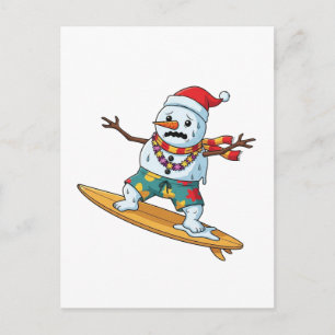 Kerstman Surfer Kerstmis 2026 Grappige Vakantie Sp Aankondigingskaart