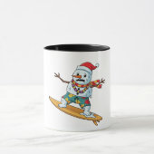 Kerstman Surfer Kerstmis 2026 Grappige Vakantie Sp Mok (Midden)