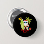 Kerstman surfer strand Kerstmis in juli Ronde Button 5,7 Cm (Voorkant /achterkant)