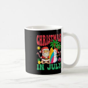 Kerstman surft Hawaiaanse strand Kerstmis in juli Koffiemok