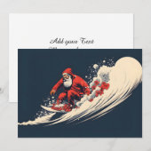 Kerstman surft in de zomerkerst feestdagenkaart (Voorkant / Achterkant)