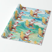 Kerstman surft Inpakpapier (Uitgerold)