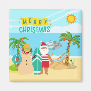 Kerstman Surft Kerst Cruise Deur Magneet