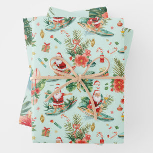 Kerstman surft Kerstmis in Hawaï Inpakpapier Vel
