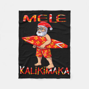 Kerstman surft Kerstmis Mele Kalikimaka Fleece Deken