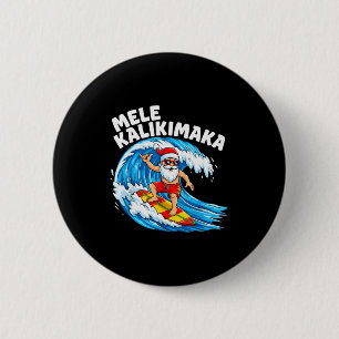 Kerstman surft Mele Kalikimaka Hawaiaanse Kerst Ronde Button 5,7 Cm