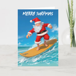 Kerstman surft met Kerstmis Feestdagen Kaart