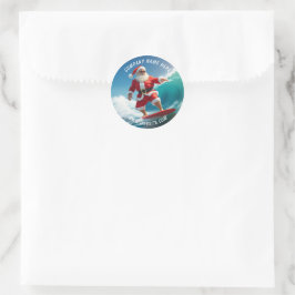Kerstman surft met Kerstmis in juli klassieker Ronde Sticker