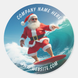 Kerstman surft met Kerstmis in juli klassieker Ronde Sticker