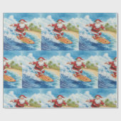 Kerstman surft op kerstvakantie cadeaupapier (Vlak)