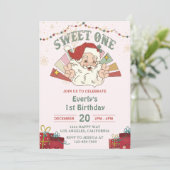 Kerstman Sweet One 1e verjaardagsfeestje Kaart (Staand voorkant)