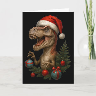 Kerstman T-rex Kerst Grappige Dinosaurus Vakantie  Kaart