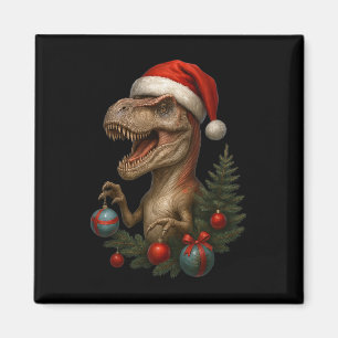 Kerstman T-rex Kerst Grappige Dinosaurus Vakantie  Magneet