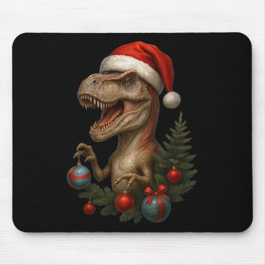 Kerstman T-rex Kerst Grappige Dinosaurus Vakantie Muismat (Voorkant)
