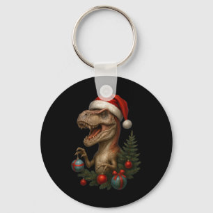 Kerstman T-rex Kerst Grappige Dinosaurus Vakantie  Sleutelhanger