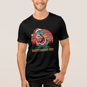 Kerstman T-Rex Kerst T-shirt Feestelijke dinosauru