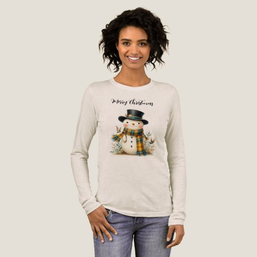 Kerstman T-shirt met sneeuwman (Voorkant)