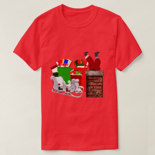 Kerstman T-shirt vastgelopen (Design voorkant)