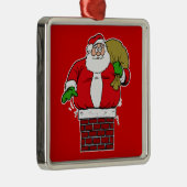 Kerstman te dik vast in schoorsteen metalen ornament (Rechts)
