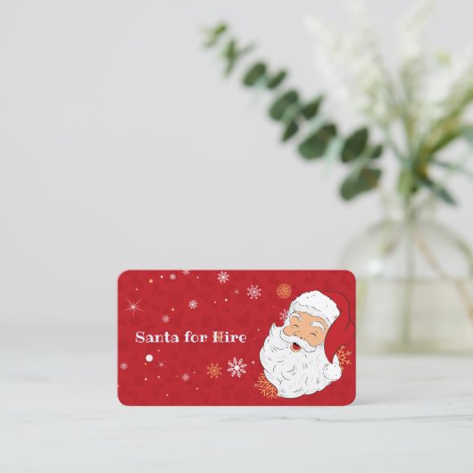 Kerstman te huur visitekaartje (Staand voorkant)