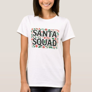 Kerstman Team Botanische Print | Bloemrijke Kerst T-shirt