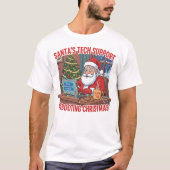 Kerstman Tech Support: Kersthumor herstarten T-shirt (Voorkant)