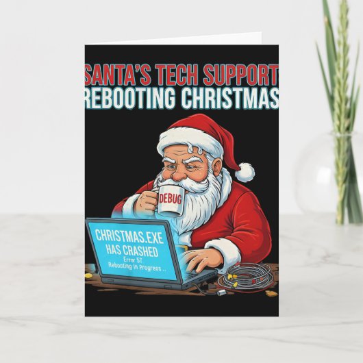 Kerstman technische ondersteuning herstart Kerstmi Kaart (Voorkant)