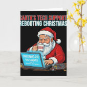 Kerstman technische ondersteuning herstart Kerstmi Kaart (Gele Bloem)