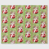 Kerstman Teddy Bear Christmas Wrapping Paper Cadeaupapier (Vlak)