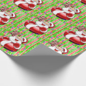 Kerstman Teddy Bear Christmas Wrapping Paper Cadeaupapier (Hoek)