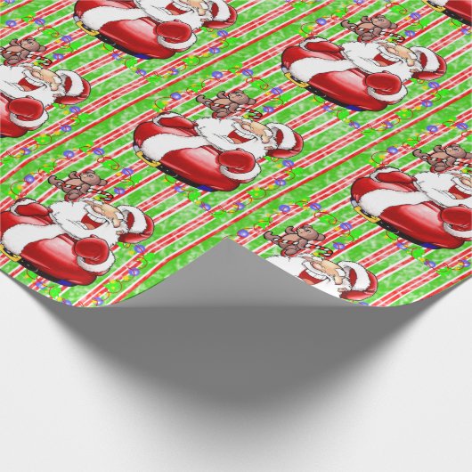 Kerstman Teddy Bear Christmas Wrapping Paper Cadeaupapier (Hoek)