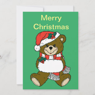 Kerstman Teddybeer Kerst Dieren Kunst  Feestdagenkaart