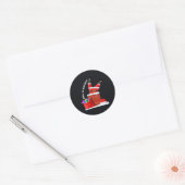 Kerstman terug in het bedrijf — Grappige Kerstscho Ronde Sticker (Envelop)