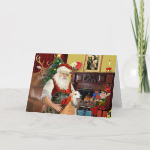 Kerstman thuis Greyhounds (twee) Feestdagen Kaart