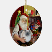 Kerstman thuis - Himalaya kat (#5 - blauwe crème) Keramisch Ornament (Rechts)