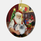 Kerstman thuis - Himalaya kat (#5 - blauwe crème) Keramisch Ornament (Links)