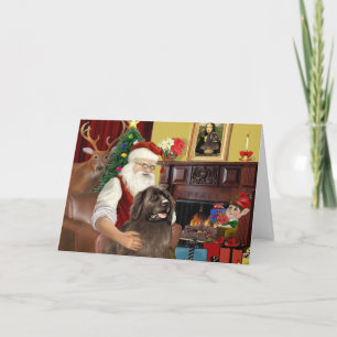 Kerstman thuis-Newfoundlander (bruin) Feestdagen Kaart