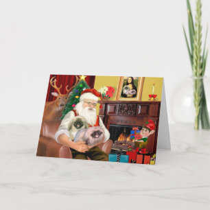 Kerstman Thuis - Pekingese (R) - Santa Feestdagen Kaart